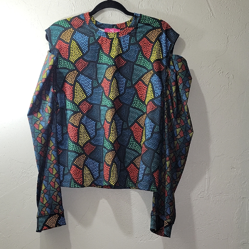 Sassy Jones Pant Set- Colorful Geometric Long Sleeve Top